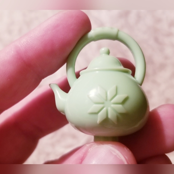 Barbie Other - Turquoise Miniature Tea Pot Dollhouse Kettle Flower Plastic